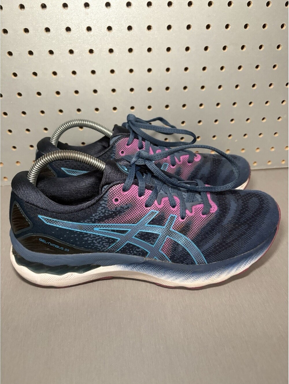 ASICS GEL Nimbus 23 Shoes Womens Sz 9.5 Blue Purple Running Sneakers NO INSOLES